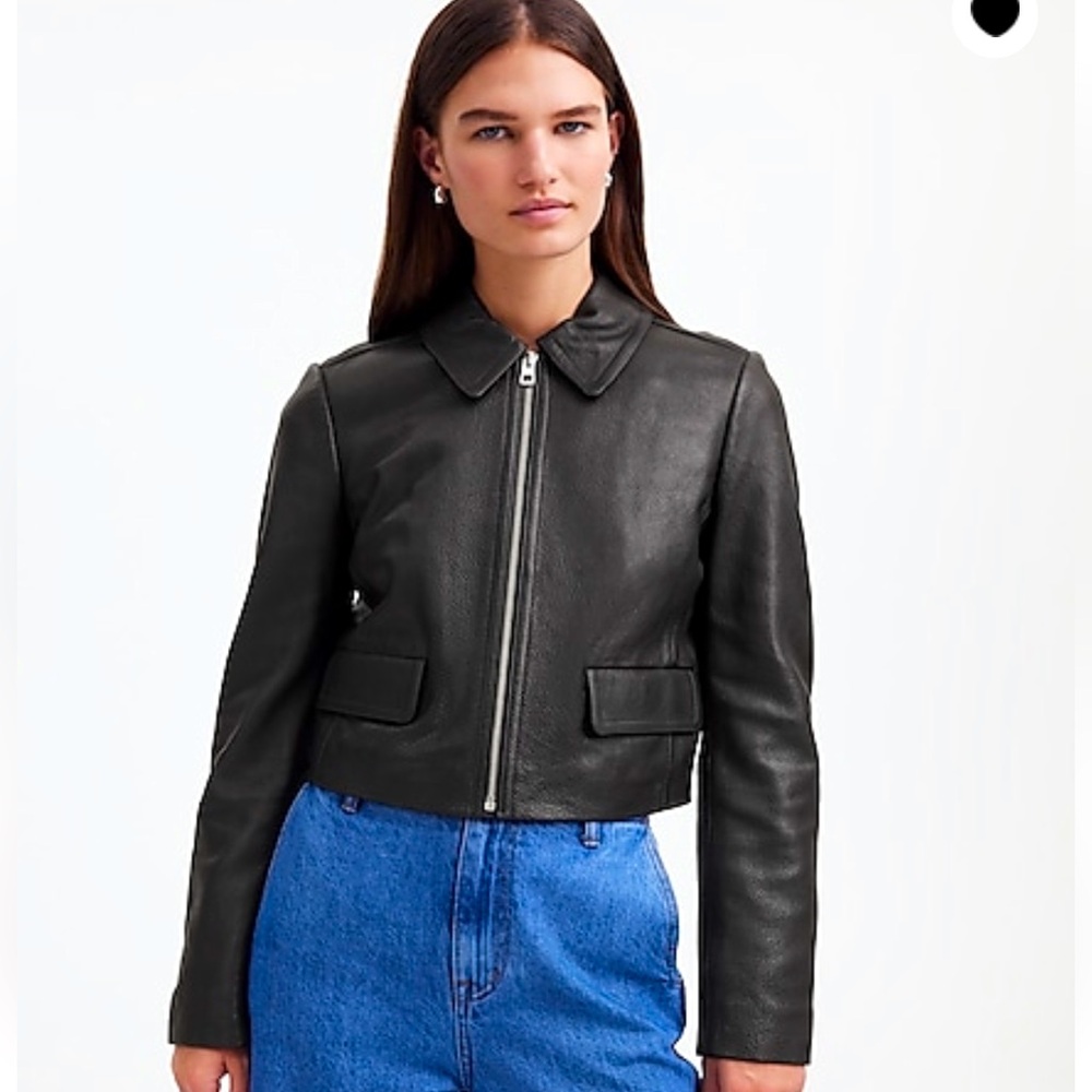 *NWT* MADEWELL - Black Shrunken 100% Leather Jacket (0)